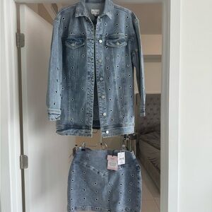 Avec Les Filles Denim set / Jacket size XS , skirt size M